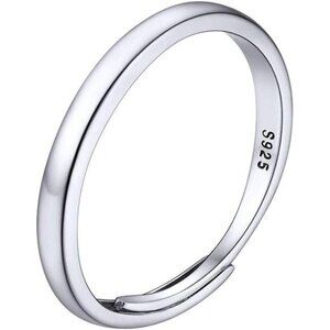 925 Sterling Silver Adjustable Open Ring for Women, Solid Sterling Silver Ring